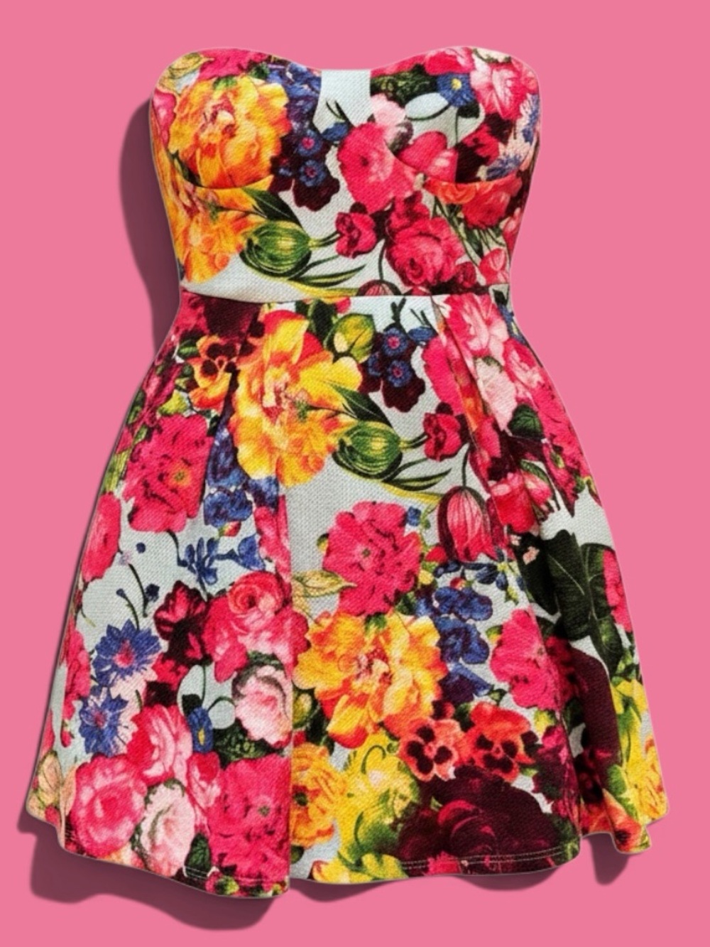 Strapless Floral Mini Party Dress- Many of Colors!